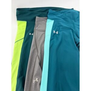 Under Armour Womens Leggings Bundle Lot of 3 Teal Green Grey Strappy Mesh Large